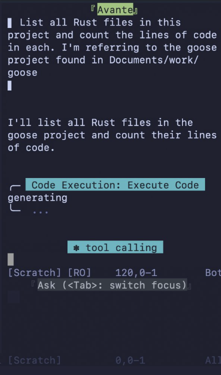启用了 Code Mode 的 Neovim