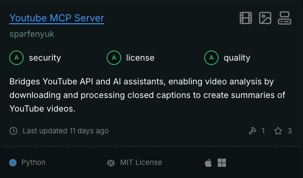 YouTube MCP 评分